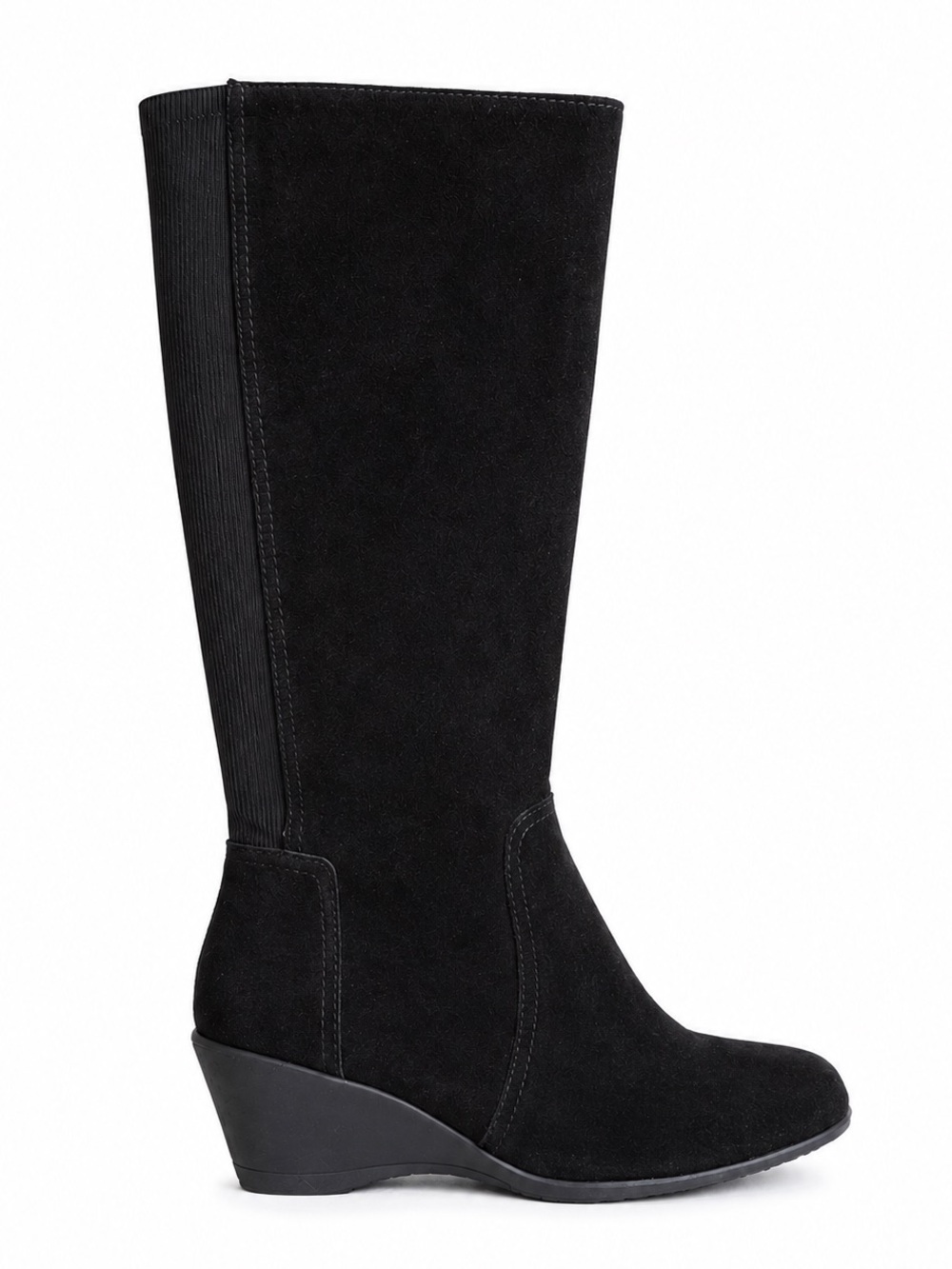 Naturalizer N5 Comfort Suede Knee High Wedge Boots Black Size 8.5